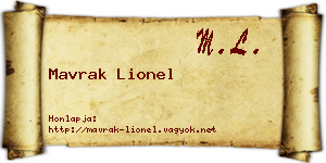 Mavrak Lionel névjegykártya